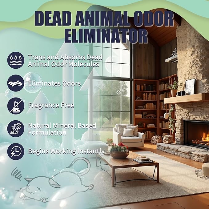 Animal Odor Eliminator for Strong Odor Remover, Dead Animal Smell Eliminator- Safe Indoor & Outdoor Use, Natural Odor Remover, Fresh & Effective