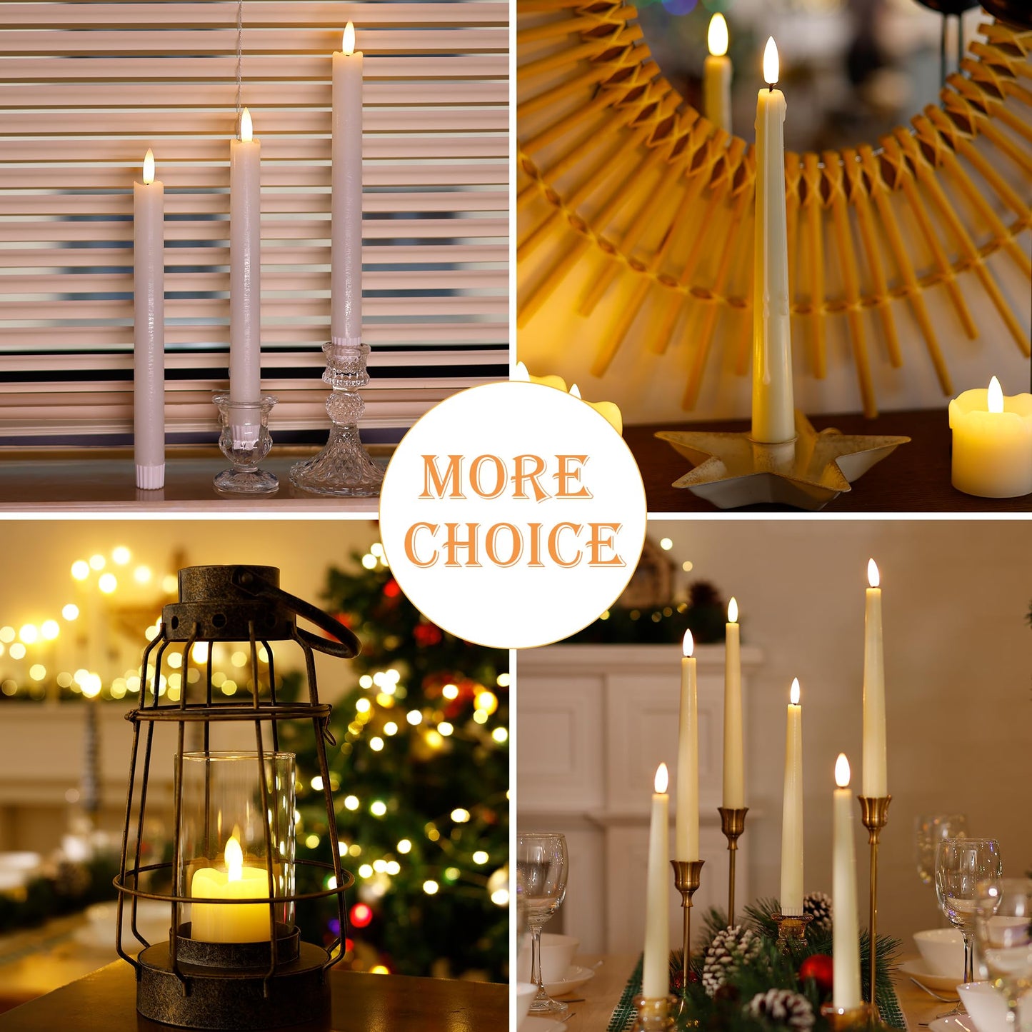 AFINETH Flameless Taper Candles with Rmote, 9.6" Dripless Battery Operated Candles, 3 Pack Real Wax Led Candle Flickering Candlesticks with 3D Flame, Fake Candles for Home, Wedding, Party, Ivory