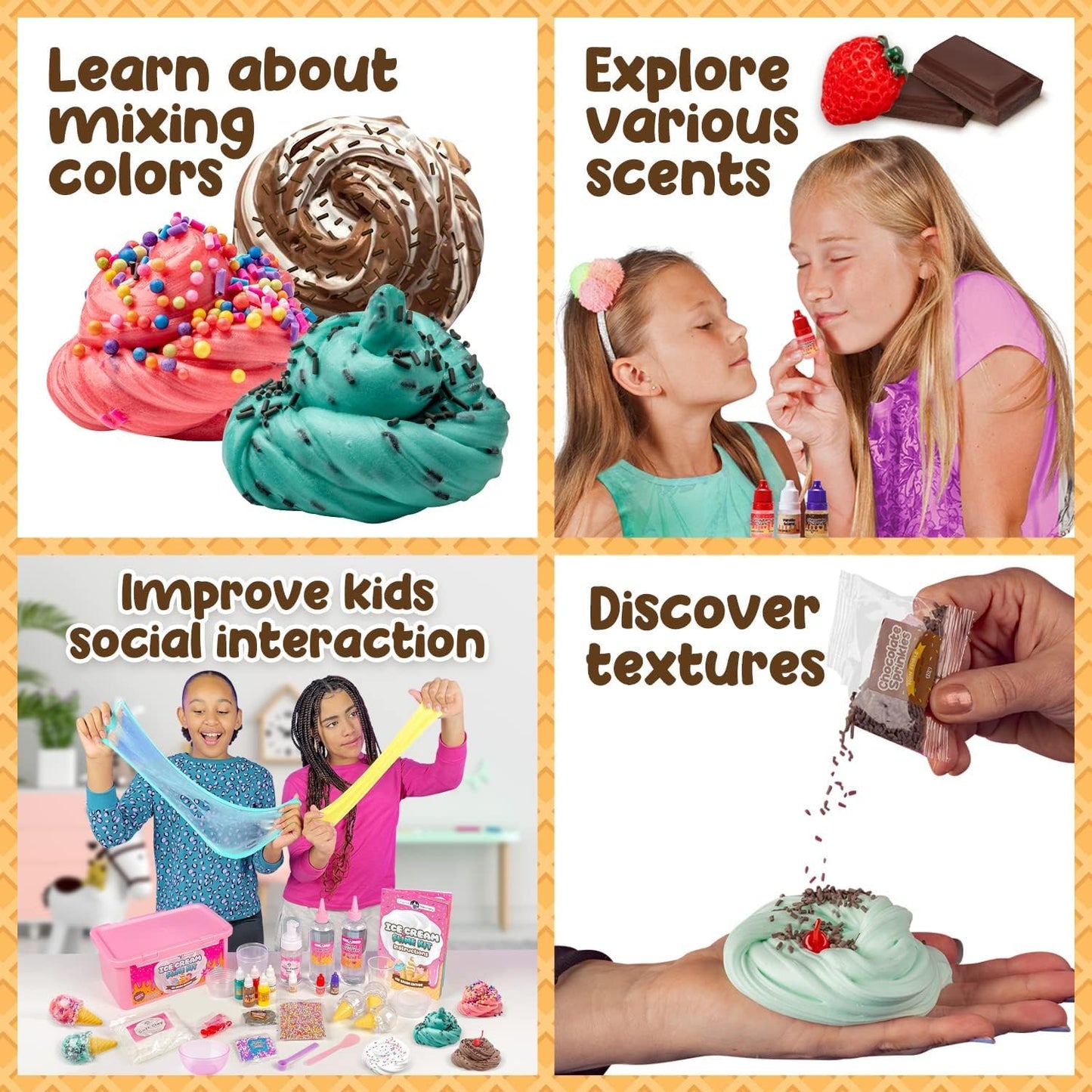 Original Stationery DIY Ice Cream Slime Kit for Girls with Butter Cloud & Foam - Creative Slime Making Toy & Birthday Present for Girls 8-10