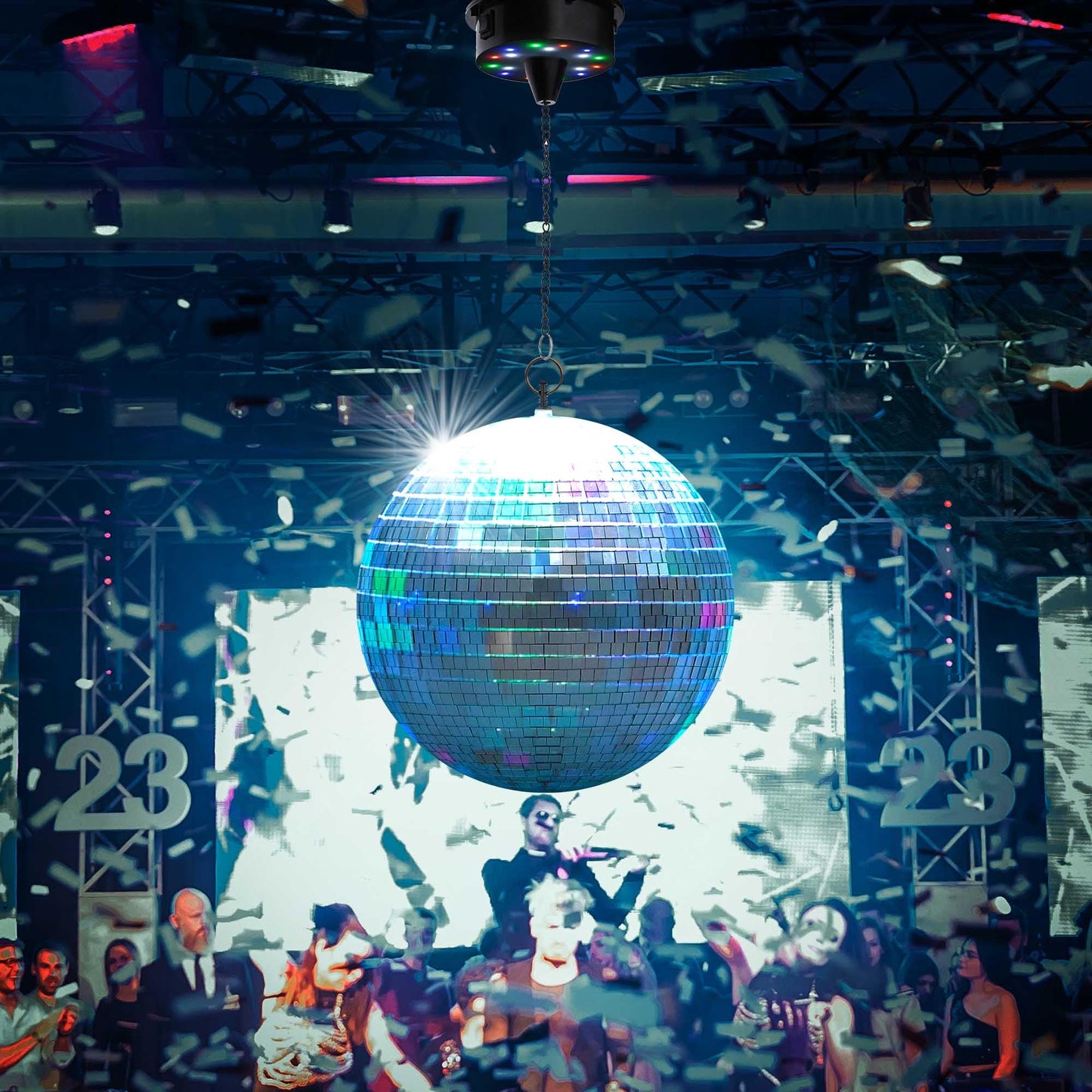 Delight 12  Large Disco Ball With Motor Rotating 6Rpm 18 Rgbw Led Lights For 70S 80S Party Dj Bands Dance Club Bar Wedding Birth