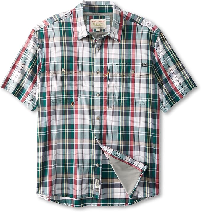 Field & Stream Men's Line Burner Short Sleeve Fishing Shirt, Sunkissed Plaid