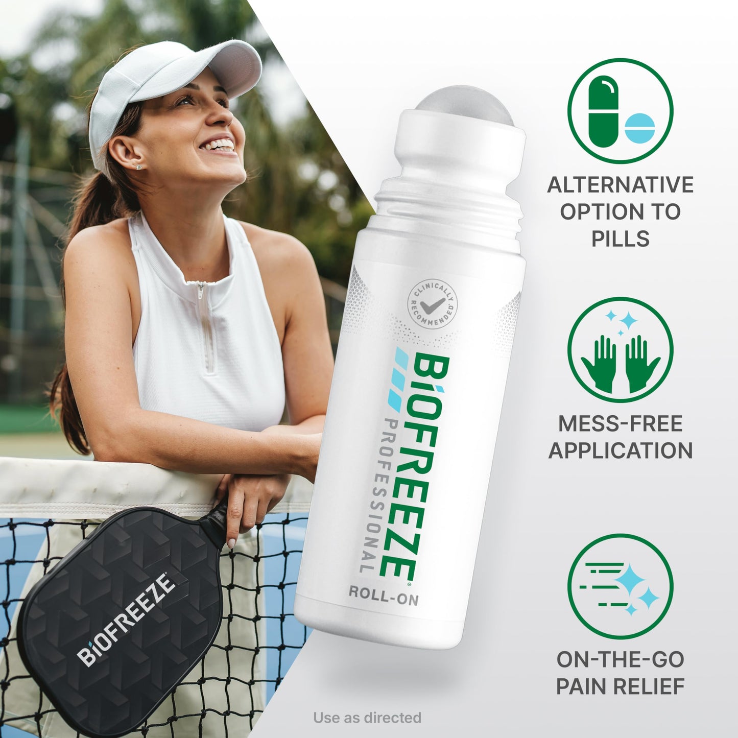 Biofreeze Professional Pain Relief Roll On for Knee, Neck, Hip, Joint, & Shoulder, Simple Backache Pain Reliever, Sore Muscle Relief, Roll-On Menthol Gel 3 Fl Oz (Pack of 3)