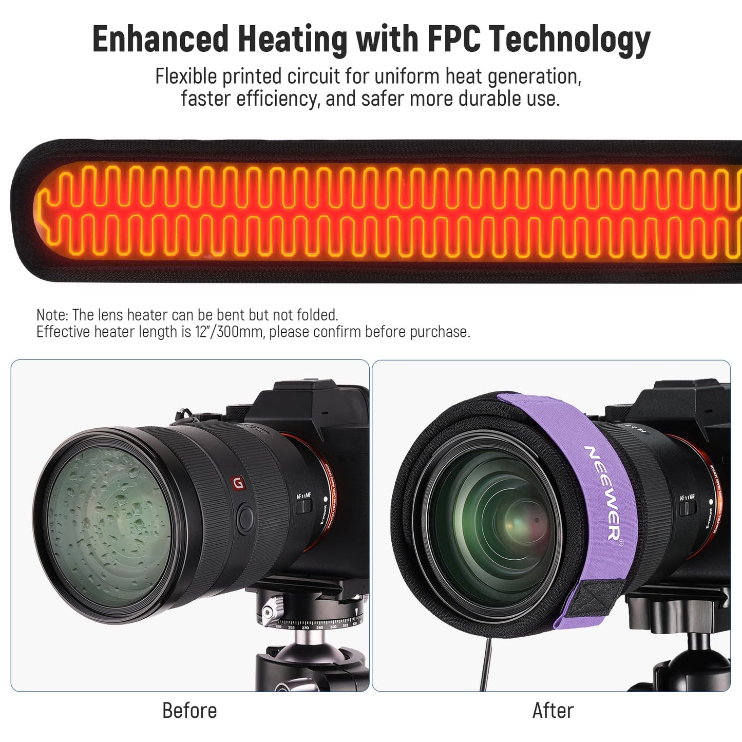 Neewer Usb Lens Heater, 12 /300Mm Lens Warmer With Fpc Fast Even Heating Tech For Dslr Camera Lens Telescope Astrophotography, 3