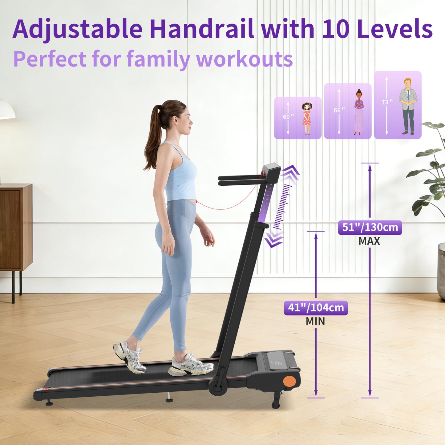 Walking Pad Treadmill for Home with Handle bar and Removable Desk, 4.0HP Foldable Under Desk Treadmill with Incline, 0.6–8 MPH, 330 lb Compact Treadmill for Small Spaces with Wristband Remote Control
