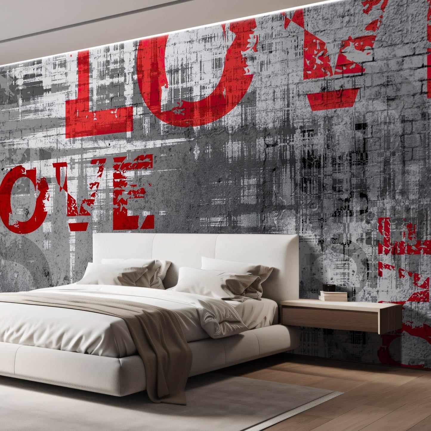 wall26 Wall Sticker/Wall Mural Love Letters Graffiti, Not Peel and Stick, Non-Woven Wallpaper Decorative for Bedroom, Living Room, Office - 132x192 inches