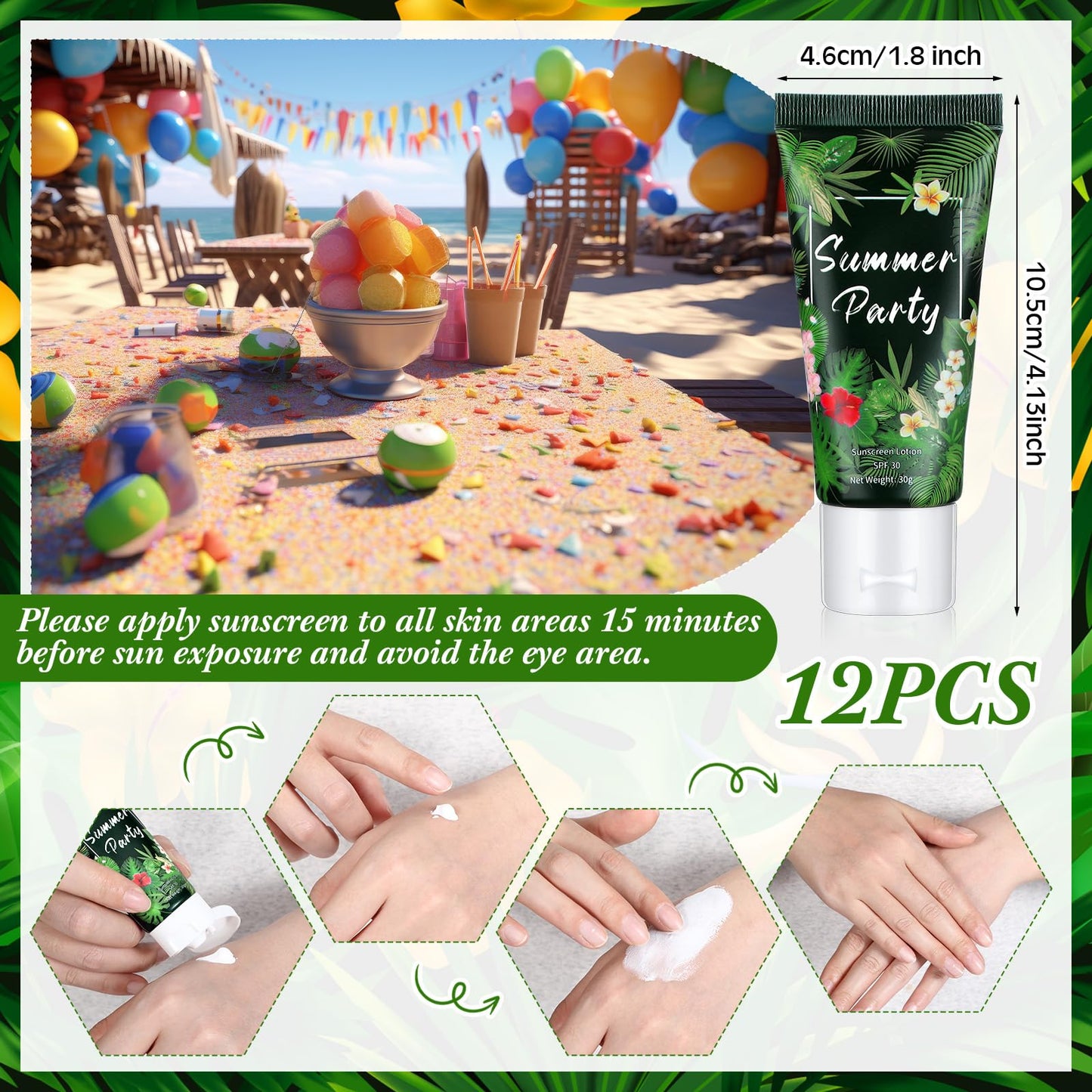 Dansib 12 Pcs Mini Sunscreen Bulk for Summer Travel Size SPF 30 Water Resistant Sunscreen Lotion Bulk for Thank You Gifts Weddin