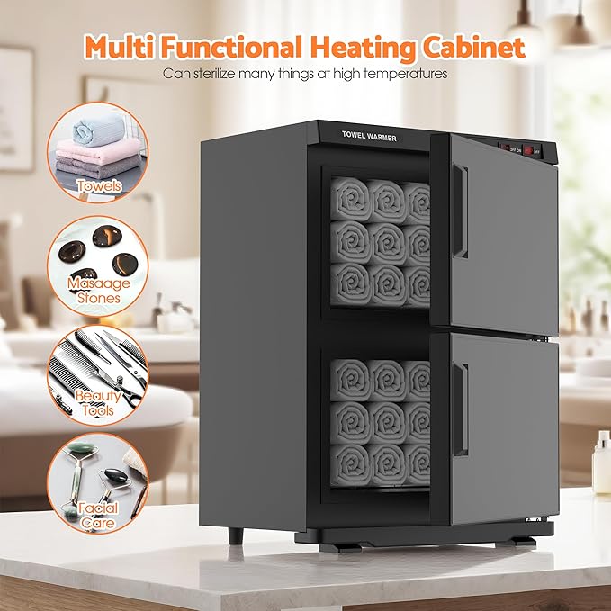 Double Hot Towel Warmer for SPA Professional Towel Heater Machine for Bathroom Salon Barber Estheticians 32L,Black