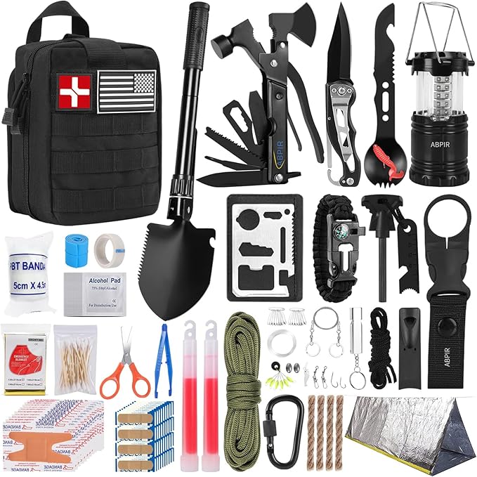 171PCS Survival First Aid Kit with Survival Gear, First Aid Supplies, Emergency Tent, and MOLLE Nylon Bag, Ideal for Car, ...