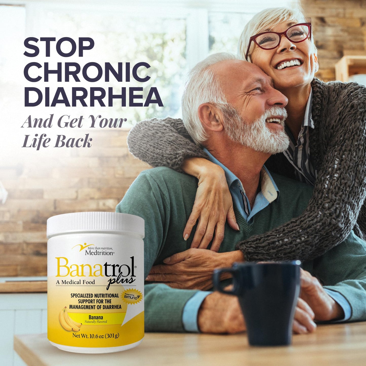 Medtrition Banatrol® Natural Anti-Diarrheal with Prebiotics, Relief from Chronic Diarrhea, IBS, Recurring Diarrhea, Clinically Supported Medical Food, Non-Constipating, 28 Servings (Banana)