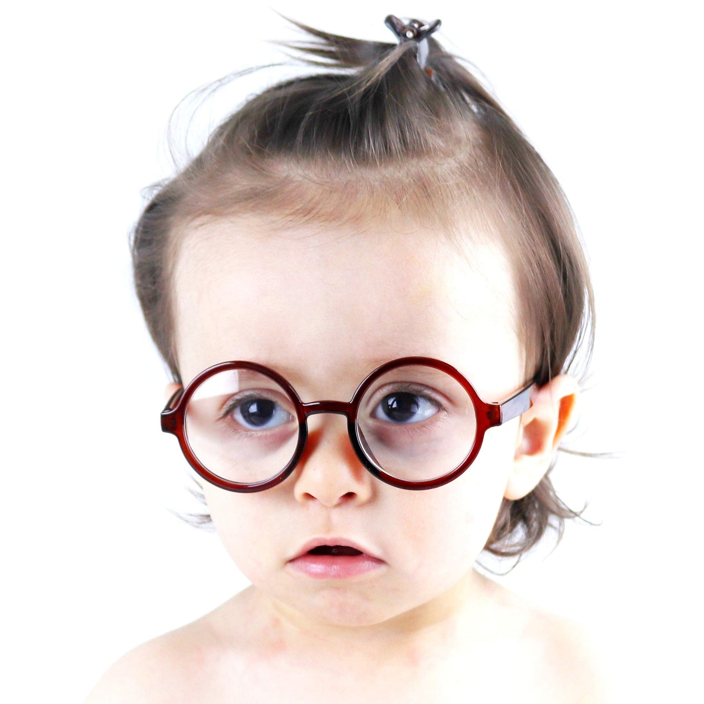Style Vault KD01 Baby Infant Toddler Age 0-24 Months Round Costume Glasses (2-pack Round Black-clear+R Brown clear)