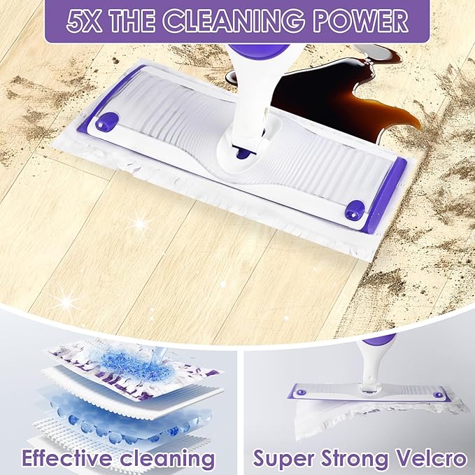 20-Pack Disposable Power Mop Pad Refills Compatible with Swiffer Power Mop Refills, Thickened Replacement for Swiffer Wet Pads Refill, Wet and Dry Use,Non-Washable&Non-Chemical&Unscented