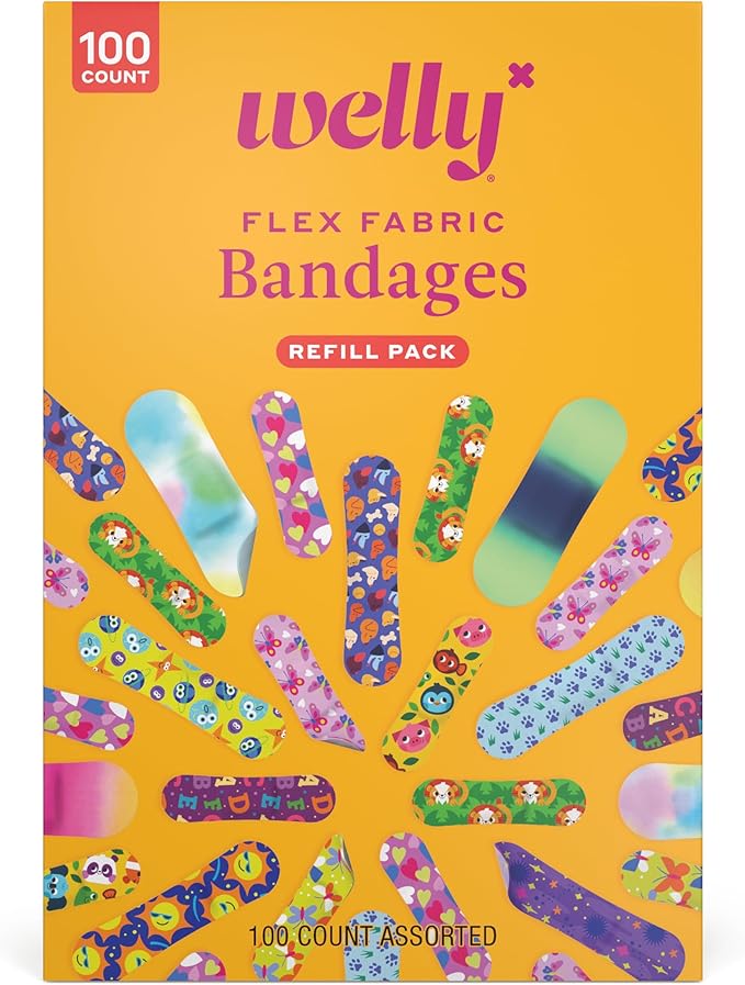 Welly Bravery Badge Value Pack | Adhesive Flexible Fabric Bandages | Assorted Shapes and Patterns for Minor Cuts, Scrapes,...