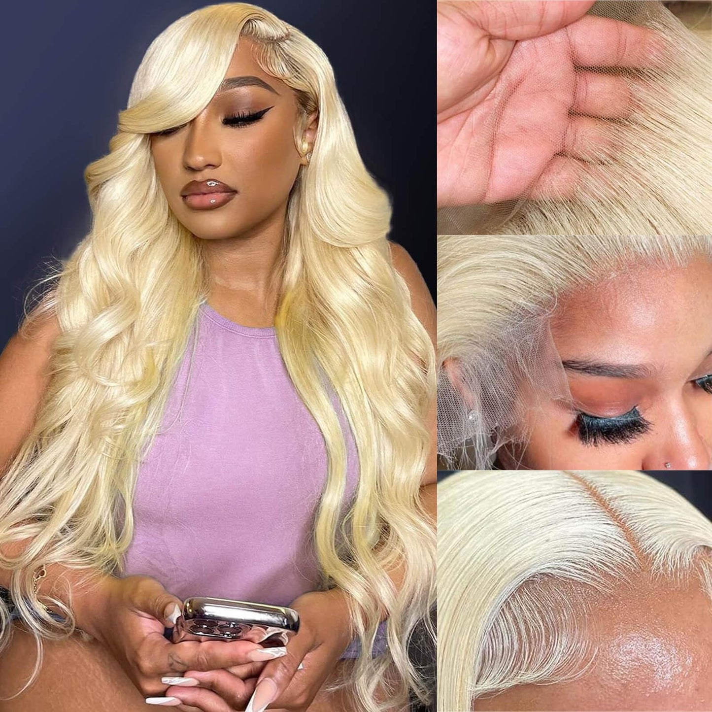 JIEDAOKOU 613 Lace Front Wig Human Hair Blonde Wig Human Hair 13x6 Transparent Lace Front Wigs 20 Inch 200 Density 613 HD Lace F
