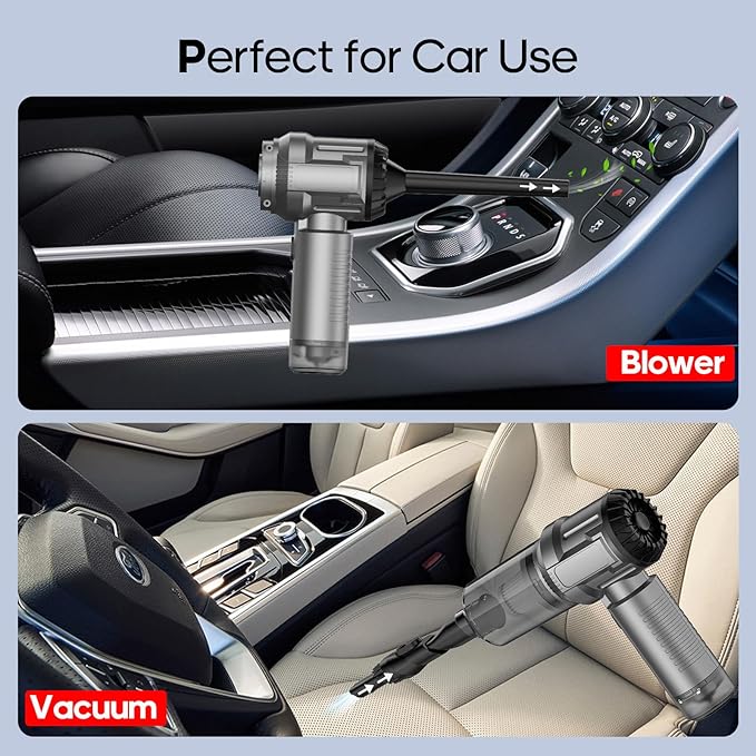 Handheld Mini Car Vacuum Cleaner, 9000Pa Vacuum Cleaner and Air Duster, 120W High Power Hand Held Vacuum with LED Light and Multi-Nozzles for Car, Home, Office, Pet /V01pro Gray
