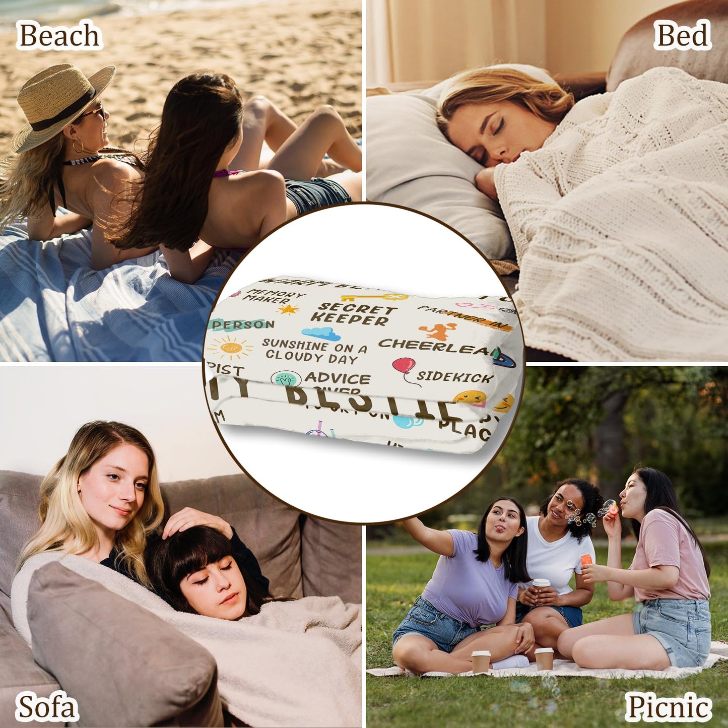 Best Friend Blanket, Best Friend Birthday Gifts for Women, Friendship Gifts for Woman, BFF - Work Bestie&Coworker Leaving Gift Ideas, Christmas day for BestFriend Coworkers, Bestie blanket 60"x 50"