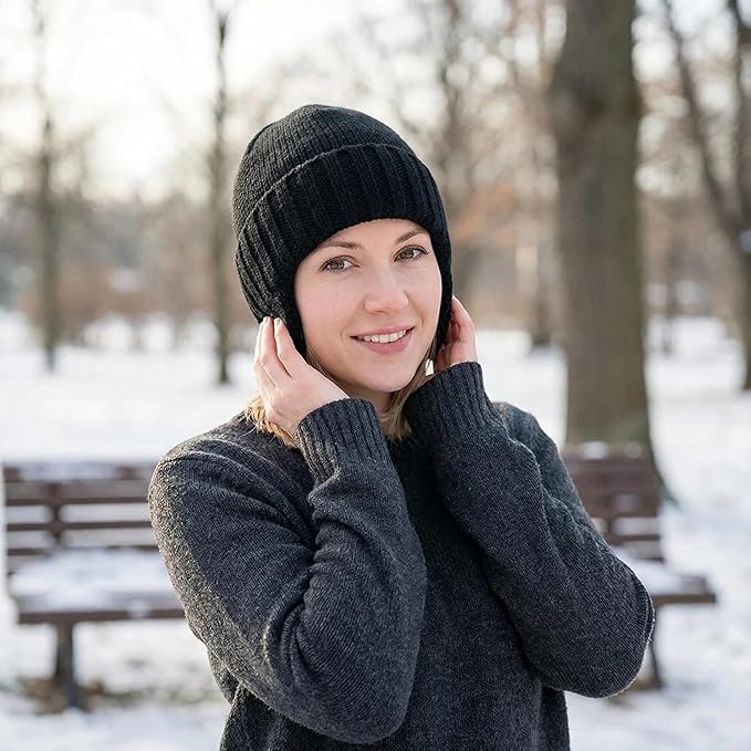 Home Prefer Mens Winter Hat Knit Earflap Hat Stocking Caps with Ears Beanie Hat