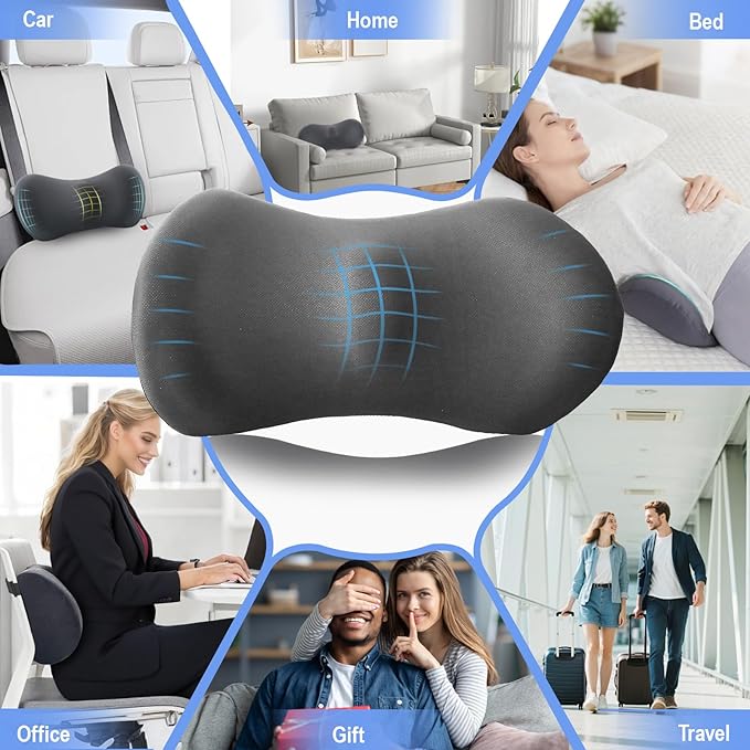 FOUSUPDT Lumbar Pillow with Adjustable Strap, Memory Foam Lumbar Support Pillow for Office Chair and Car Seat, Back Pillow for Lower Back, Back Support Pillow for Sitting, Driving, Traveling