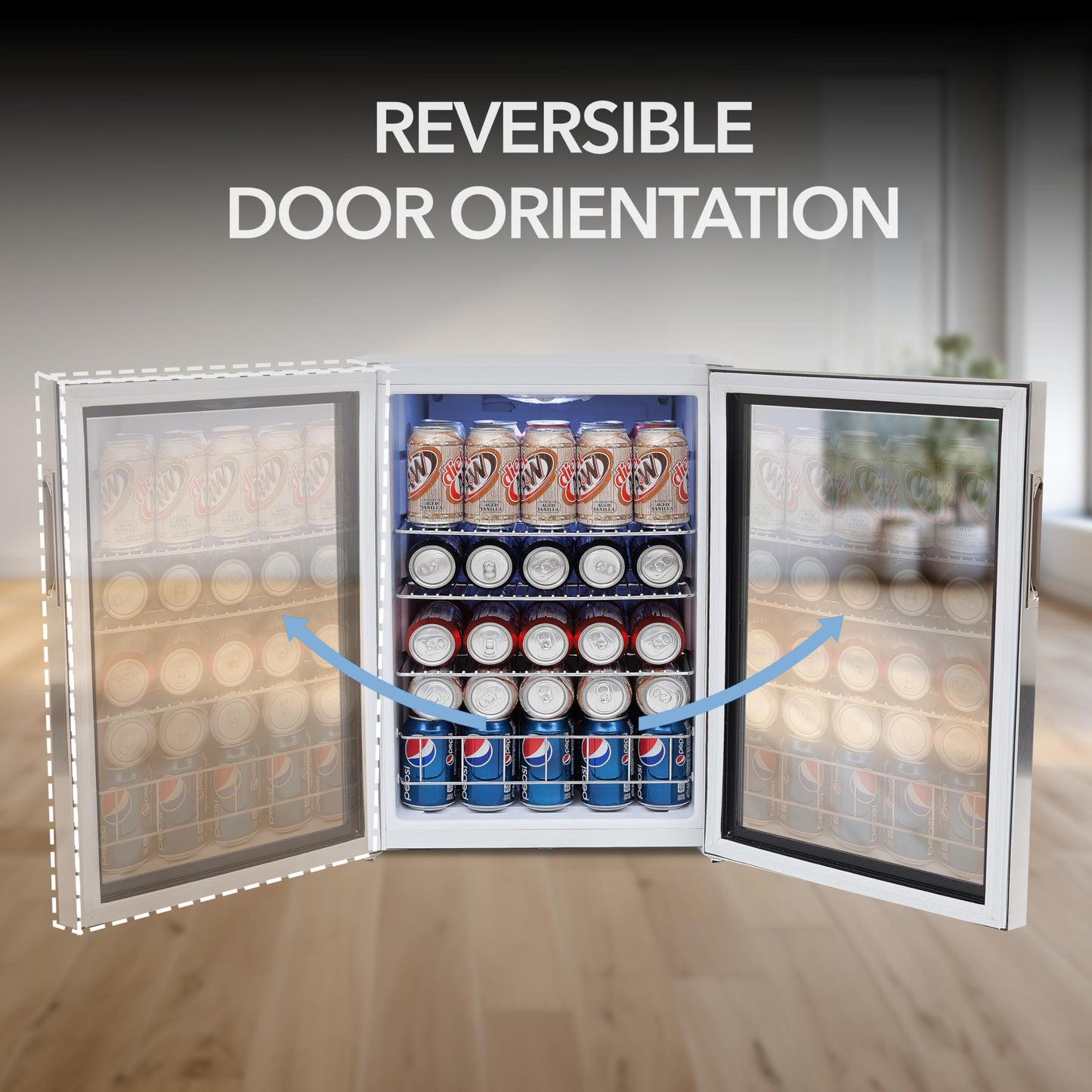 Whynter BR-091WS, 90 Can Capacity 2.1 cu. ft. Stainless Steel Beverage Refrigerator and cooler, Mini Fridge with Glass Door with lock