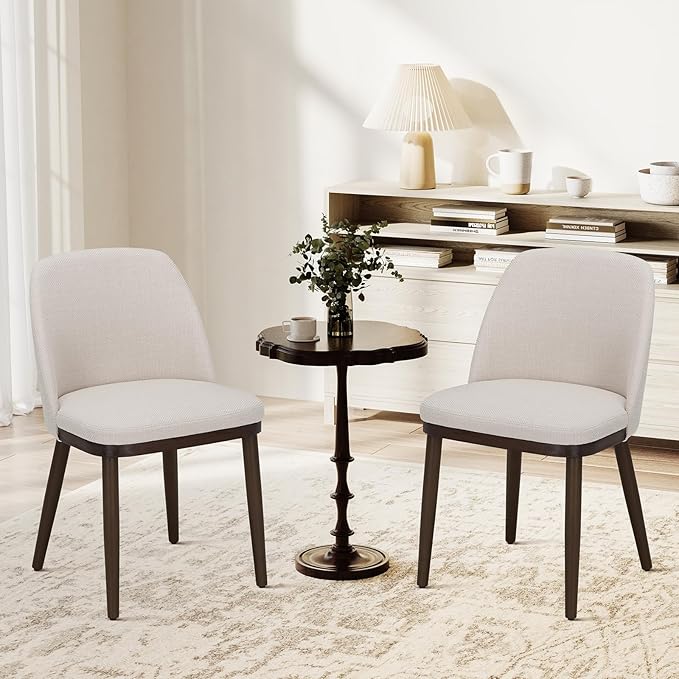 COLAMY Upholstered Dining Chairs Set of 2, Modern Kitchen Chairs with Back, Fabric Side Chair with Wood Legs for Dining Ro...