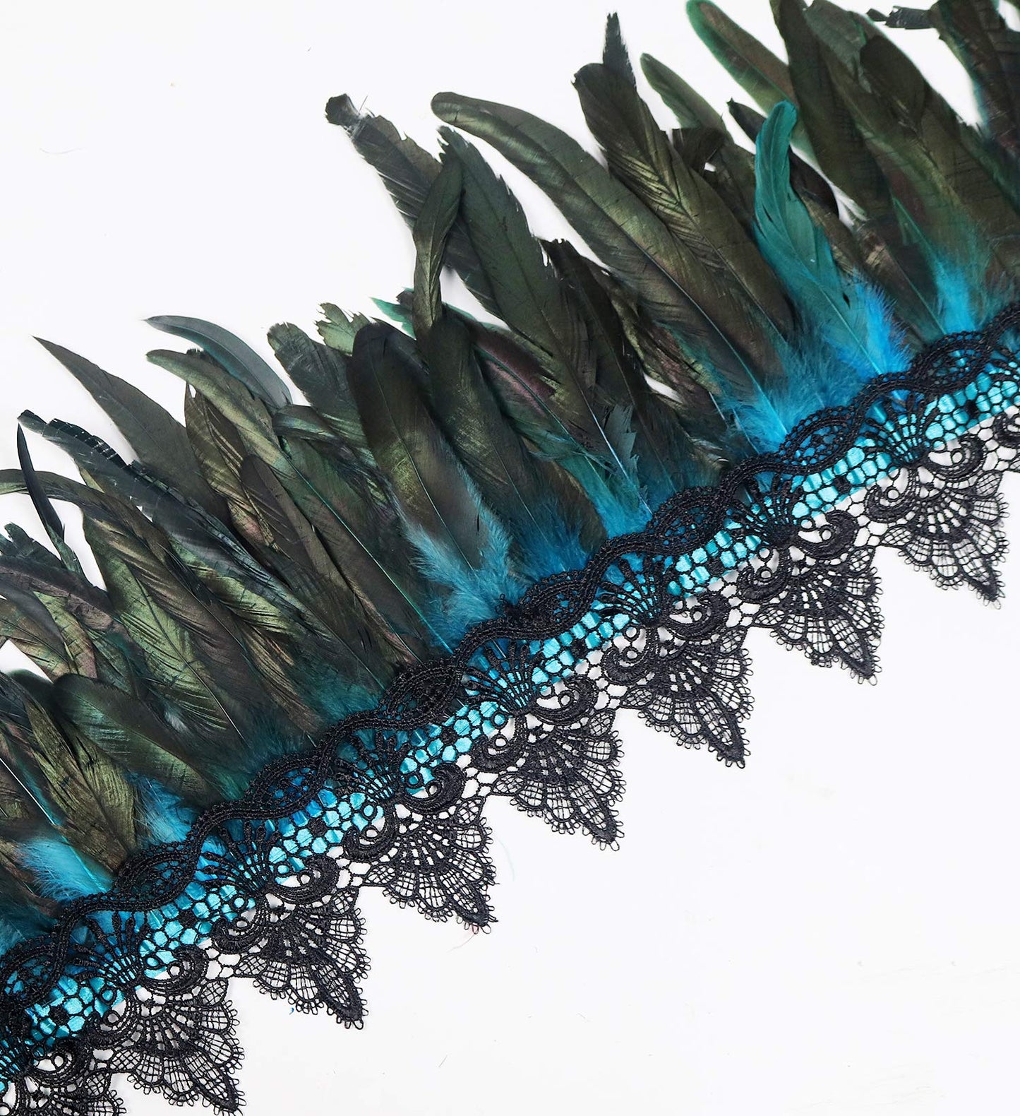 L'VOW Black Crow Feather Cape Shawl Stand Up Collar Halloween Devil Wings Witch Costume (Acid blue)