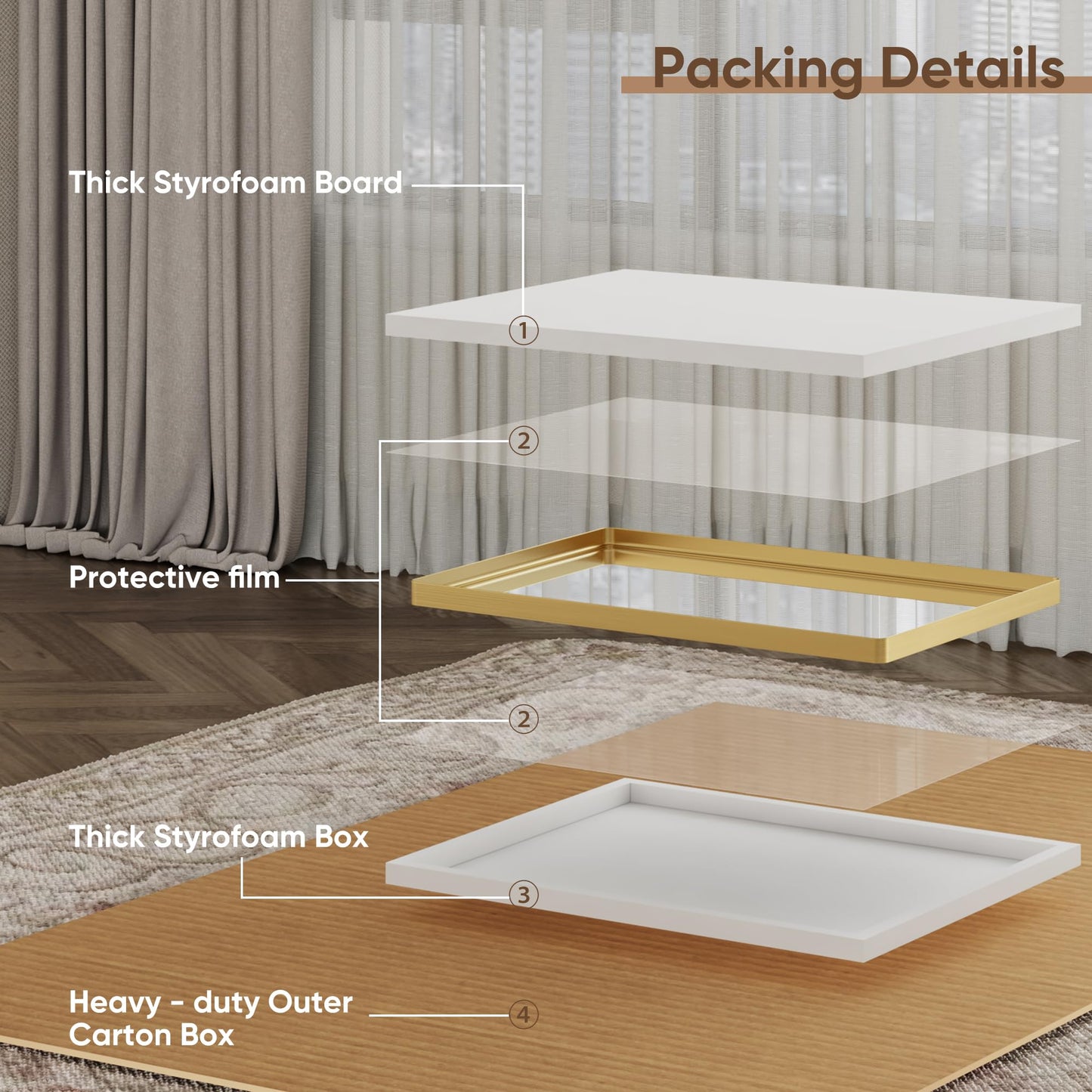 Furnbar Gold Bathroom Mirror 55x30 Inch, Rectangle Mirror with Metal Deep Frame, Wall Mirrors for Over Sink, Vanity, Bedroom, Bathroom, Hangs Horizontally or Vertically