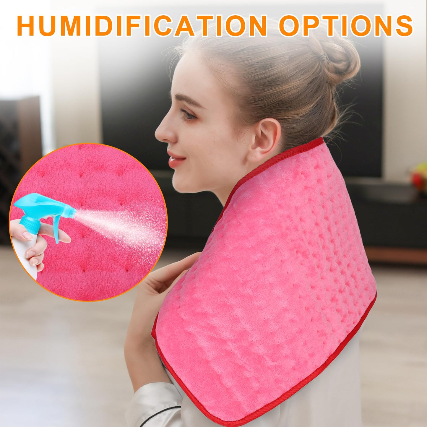 Deepsoon Heating Pad,Electric Heating Pads for Back,Neck,Abdomen,Moist Heating Pad for Shoulder,Knee,Arms,Legs,Dry/Moist Heat & Auto Shut Off,Christmas Gifts for Men and Women,Fuchsia,24x12 Inch