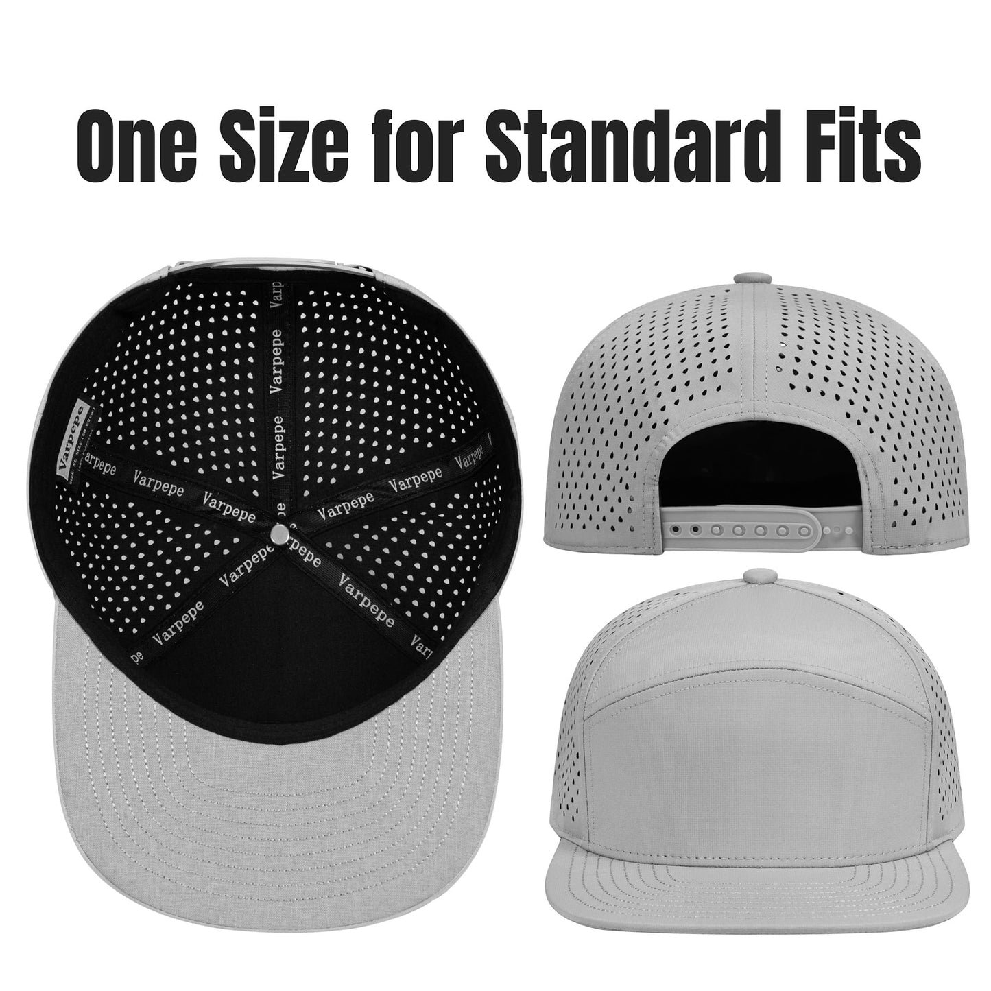 Varpepe Performance Snapback Hats for Men Women,Flat Bill Brim Cap,Golf,Running,Workout