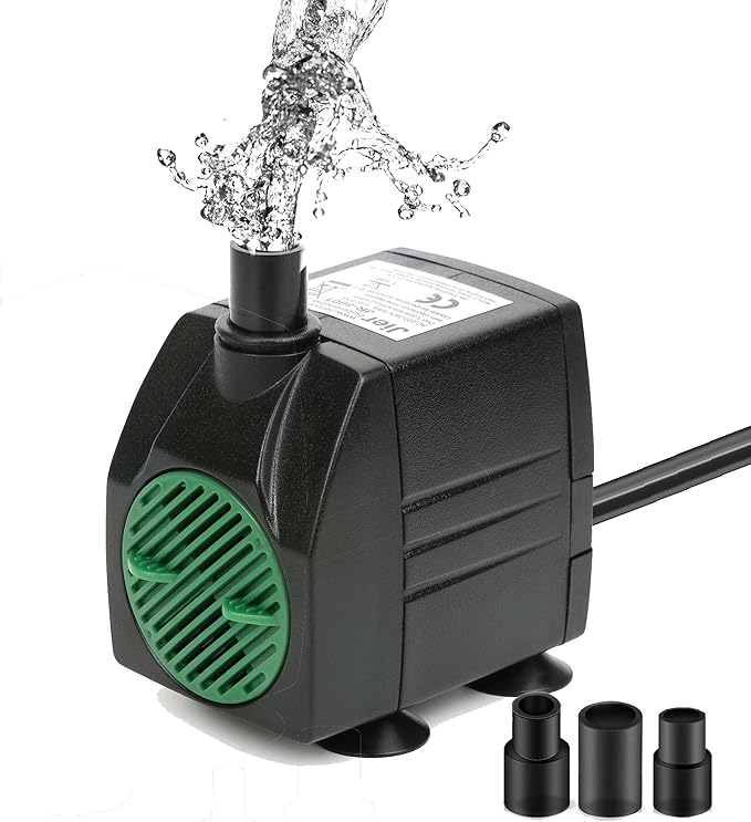 BARST Submersible Water Pump,Ultra Quiet 160GPH Aquarium Pump Adjustable Fountain Pump with 3 Nozzles and 6ft Power Cord f...