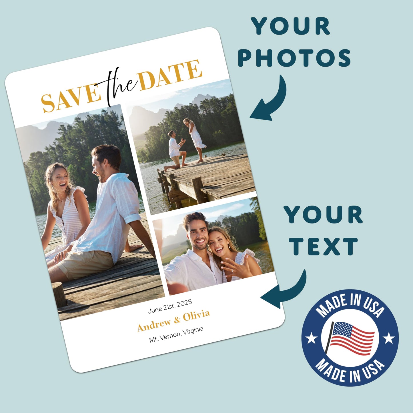 Bunny Badges Personalized Save the Date Announcements - Custom Save the Date Cards for Weddings