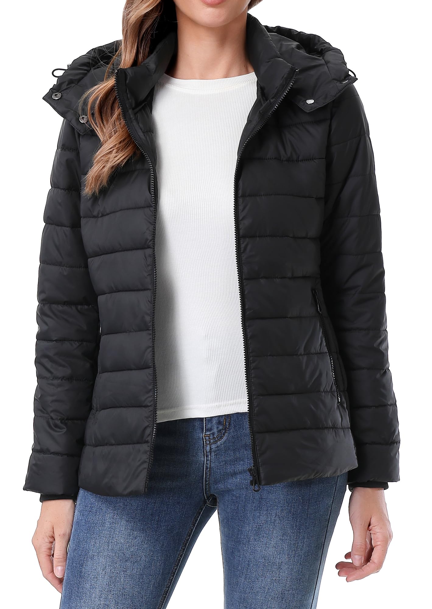 TDYPCI Women's Waterproof Puffer Jacket Quilted Warm Winter Coat Ultra Light Weight Short Down Jacket