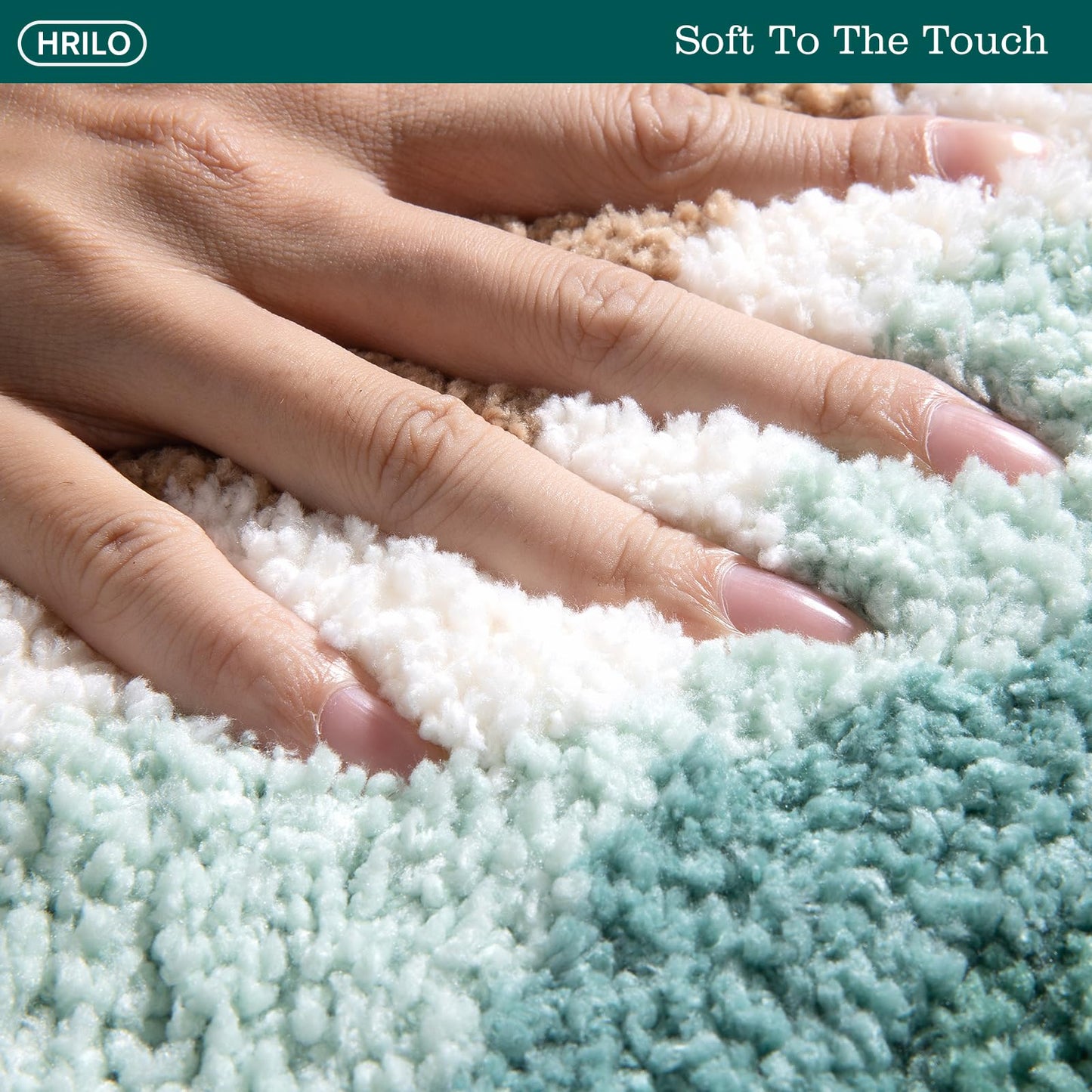 HRILO Microfiber Bathroom Rugs, Absorbent Soft Shaggy Carpet Floor Mats for Shower Tub Sink Toilet, Non-Slip Plush Carpet Floor Mats for Living Room Bedroom Kitchen 36 X 24 Inches,Green
