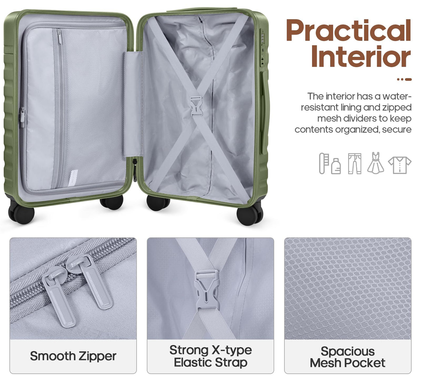 UKEIN PRO Luggage Sets 7 Piece, Durable Hardside ABS Carry on Luggage with Spinner Wheels & YKK Zipper TSA Lock, Large Checked Travel Suitcase With Backpack Set for Men and Women,20/24/28 Inch