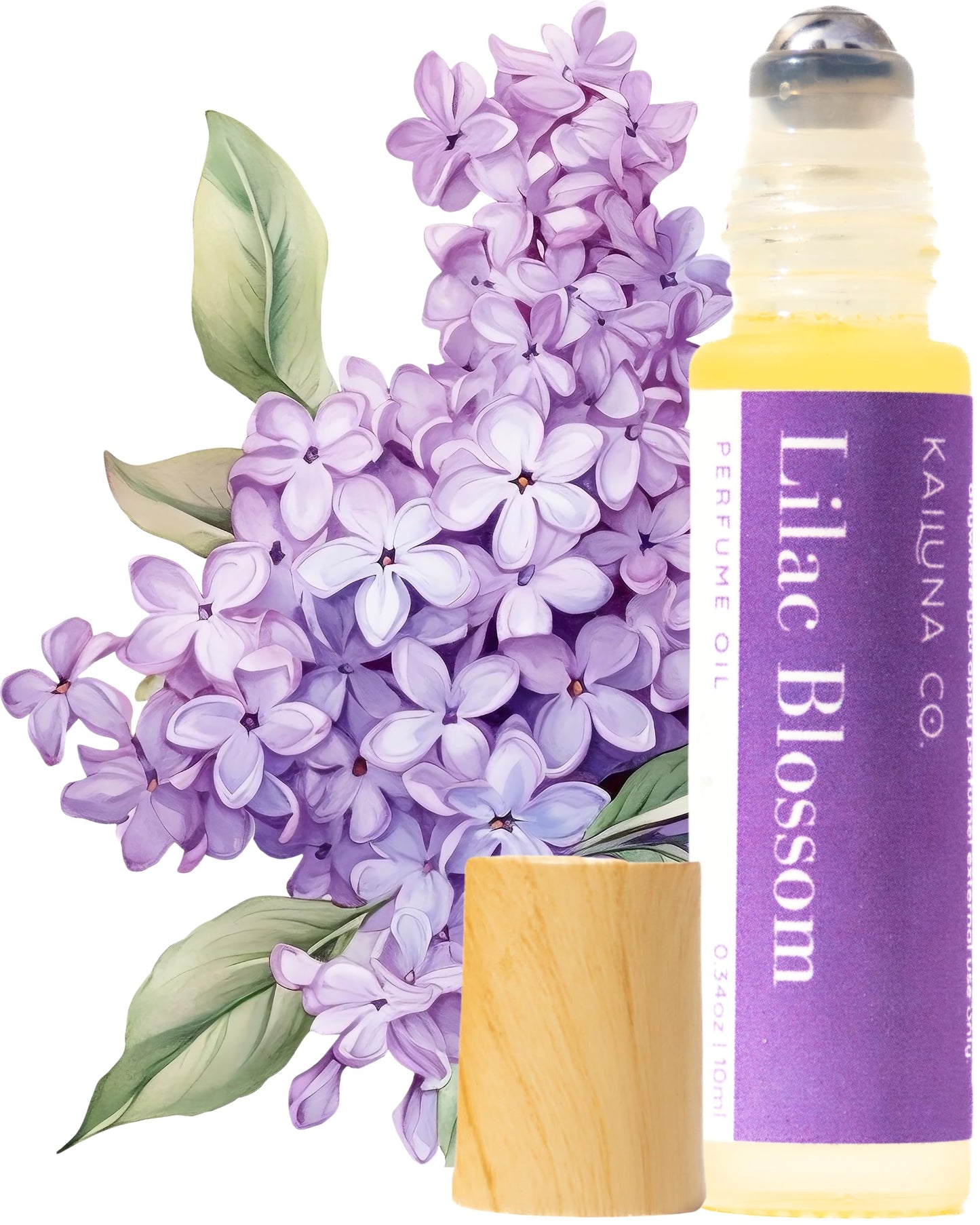 Kailuna Co. Lilac Blossom Delicious Pure Essential and Fragrance Oil Perfume Roll On with Organic Jojoba Oil, Alcohol Free, Small-Batch, Made in California, 0.34 Fl Oz