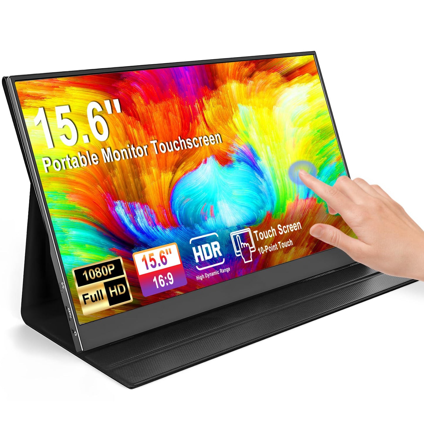 Aimuonos 15.6Inch Portable Monitor Touchscreen,Laptop Monitors Touch Screen Fhd Hdr Plug&Play Usb-C Hdmi Gaming Ips Display Trav