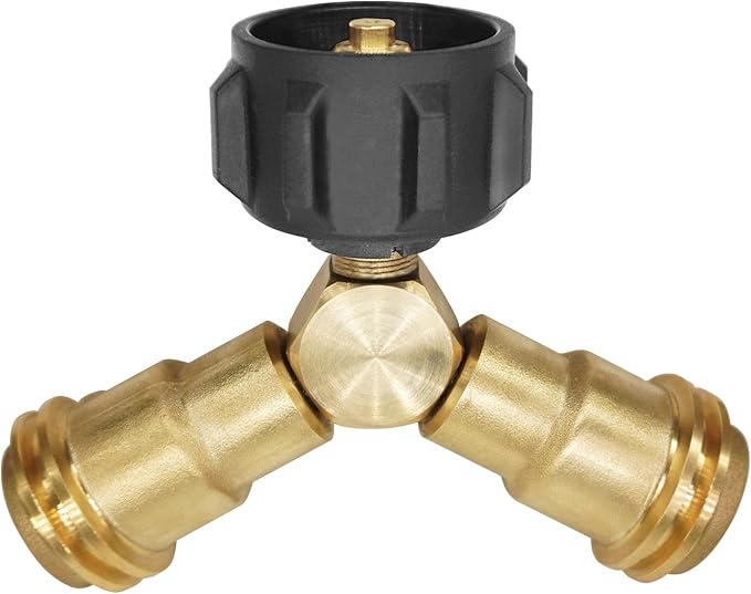 DOZYANT Propane Splitter, 2 Way LP Gas Adapter Tee Connector for 20lb Propane Tank Cylinder, Work with BBQ Grills, Camping...