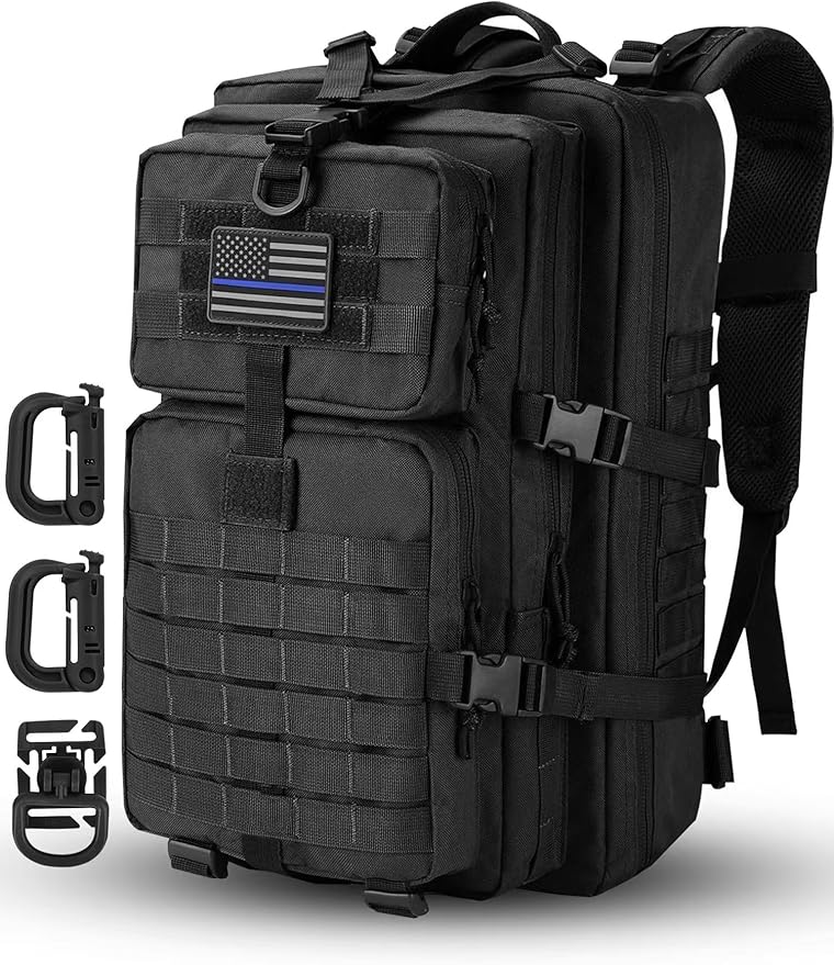 Hannibal Tactical MOLLE Assault Backpack, Tactical Backpack Military Army Camping Rucksack, 3-Day Pack Trip w/USA Flag Pat...