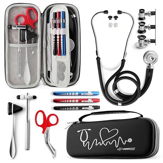Primacare KB-9397-BK Stethoscope Case, Supplies Included, Black with Multiple Compartments, Portable and Lightweight First...