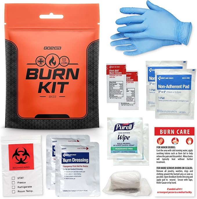 Go2Kits Advanced Burn Kit, Comprehensive Burn First Aid Kit with Dressings, Burn Cream & Gauze, Portable First Aid Kit for...