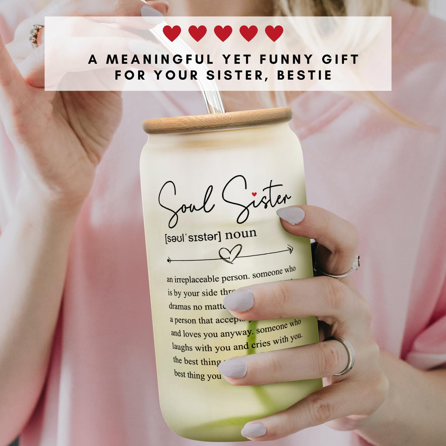 GINGULMINA Friendship Gifts for Women Friends - Mothers Day Gifts for Friends Female - Gift for Sister, Gift for Best Friend - Birthday Ideas for Best Friend Women, Bestie - 16 Oz Can Glass