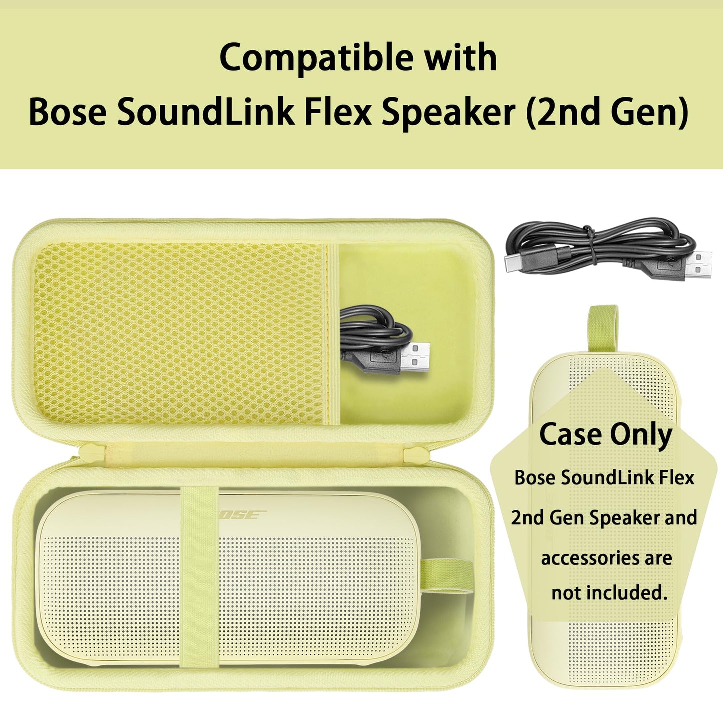 Khanka Travel Case For Bose New Soundlink Flex 2Nd Gen/Bose Soundlink Flex Bluetooth Portable Speaker,Case Only (Citrus Yellow)