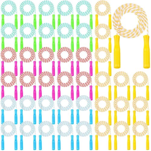 Aoriher 80 Pcs Jump Rope Bulk 7.22 ft Adjustable Stripe Skipping Rope Outdoor Exercise Fitness Equipment for Playground Activities Set, 4 Colors