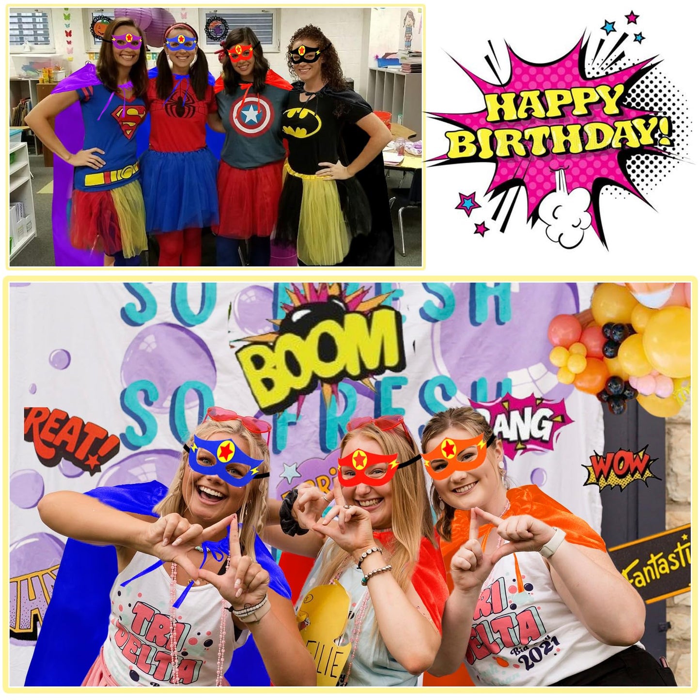 Superhero Capes for Adults and Masks, 5 Pack Super Hero Capes Costume for Women Men Party Dress Up (4 Pack)