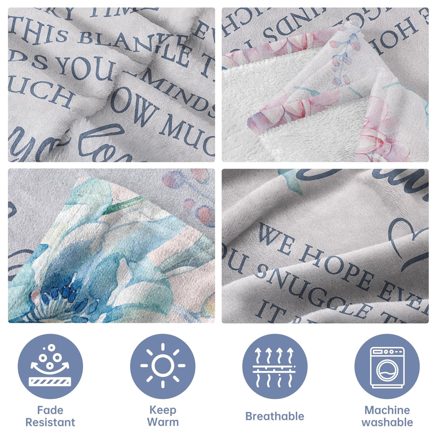 Afterprints Grandma Gifts Blanket, Birthday Gifts for Grandma, Grandmother Gift from Grandkids on Grandparents Day, We Love You Soft Throw Blankets 50" x 60"