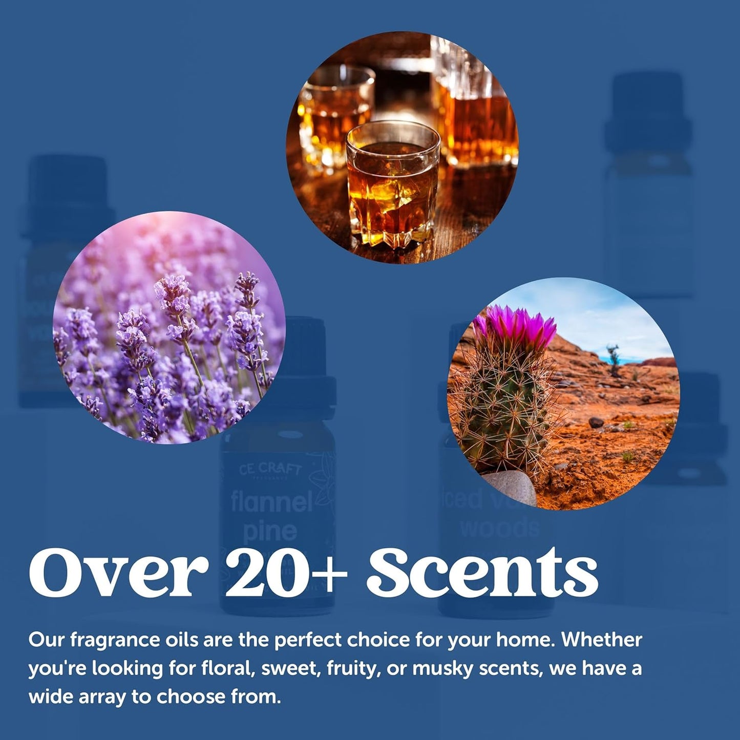 CANDECraftCo Premium Fragrance Oil – Diffuser Oils Fragrances Scented for Home, Candle Soap Making Supplies, Aromatherapy Blends for House (0.34 Fl Oz) (2-Pack, Whiskey & Oak)