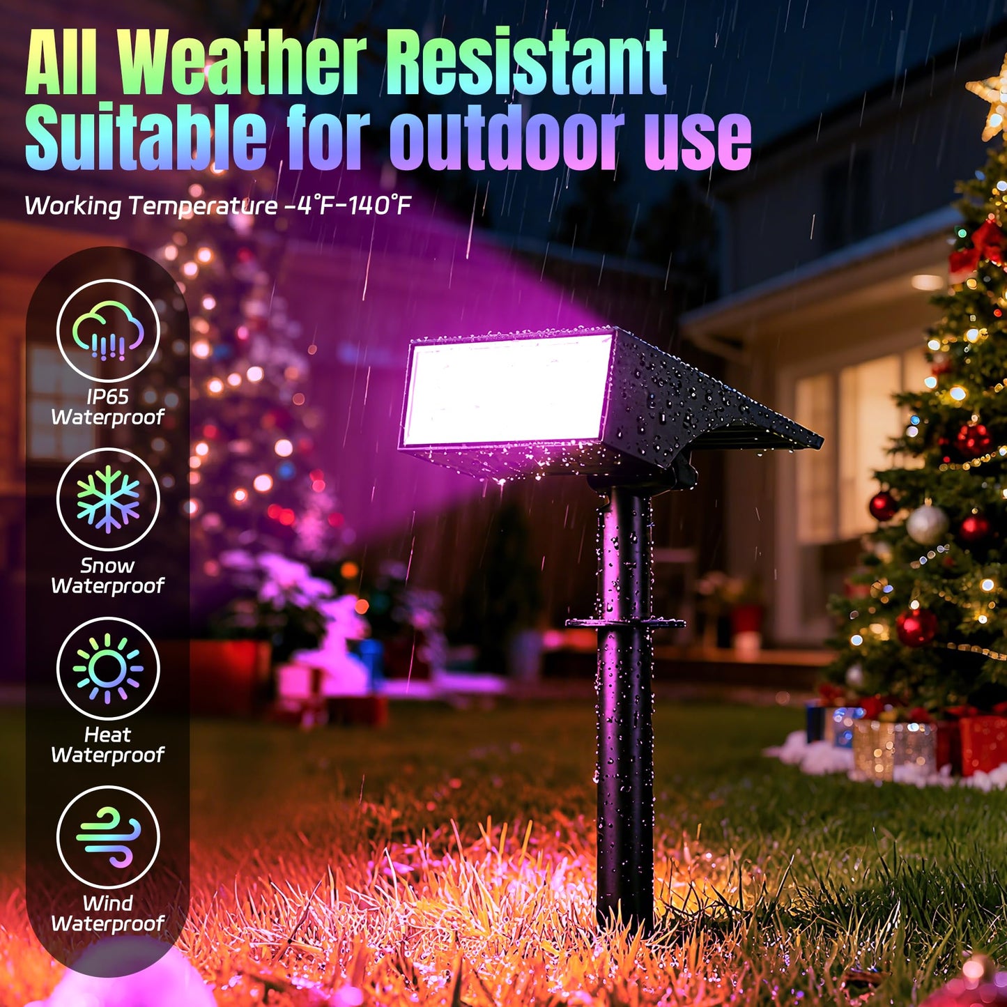 WENATY Solar Spot Lights Outdoor Color Changing, [7 Mode/12 Pack] Christmas Landscape Spotlights, Solar Lights Outdoor Waterproof,Led Powered Flood Light for Halloween Pathway Yard Garden Tree Walkway