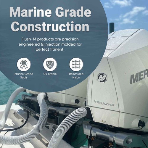 Flush-M Outboard Quick Connect Flush Kit for Mercury® - Compatible with Verado®, Pro XS®, FourStroke, SeaPro 75HP - 500HP & V10 Models - UV Stable & Durable Glass Filled Nylon Material - Black