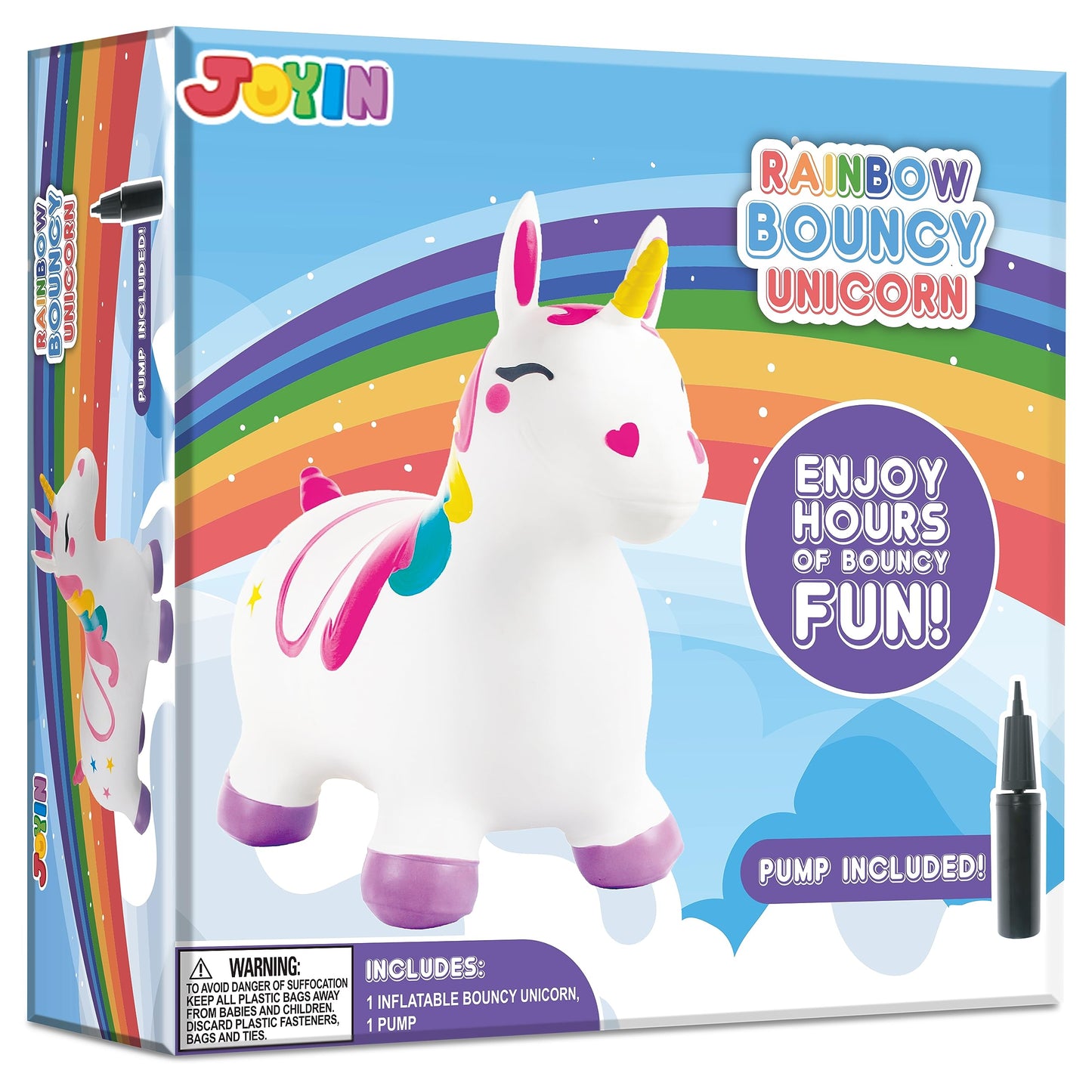 JOYIN Bouncy Unicorn Horse, Kids Ride On Bouncer, Toddler Girl Bouncing Animal Hopper, Inflatable Hopping Toy for Birthday Gift, 18 Months 2 3 4 5 Year Old Kids Toddlers Boys Girls