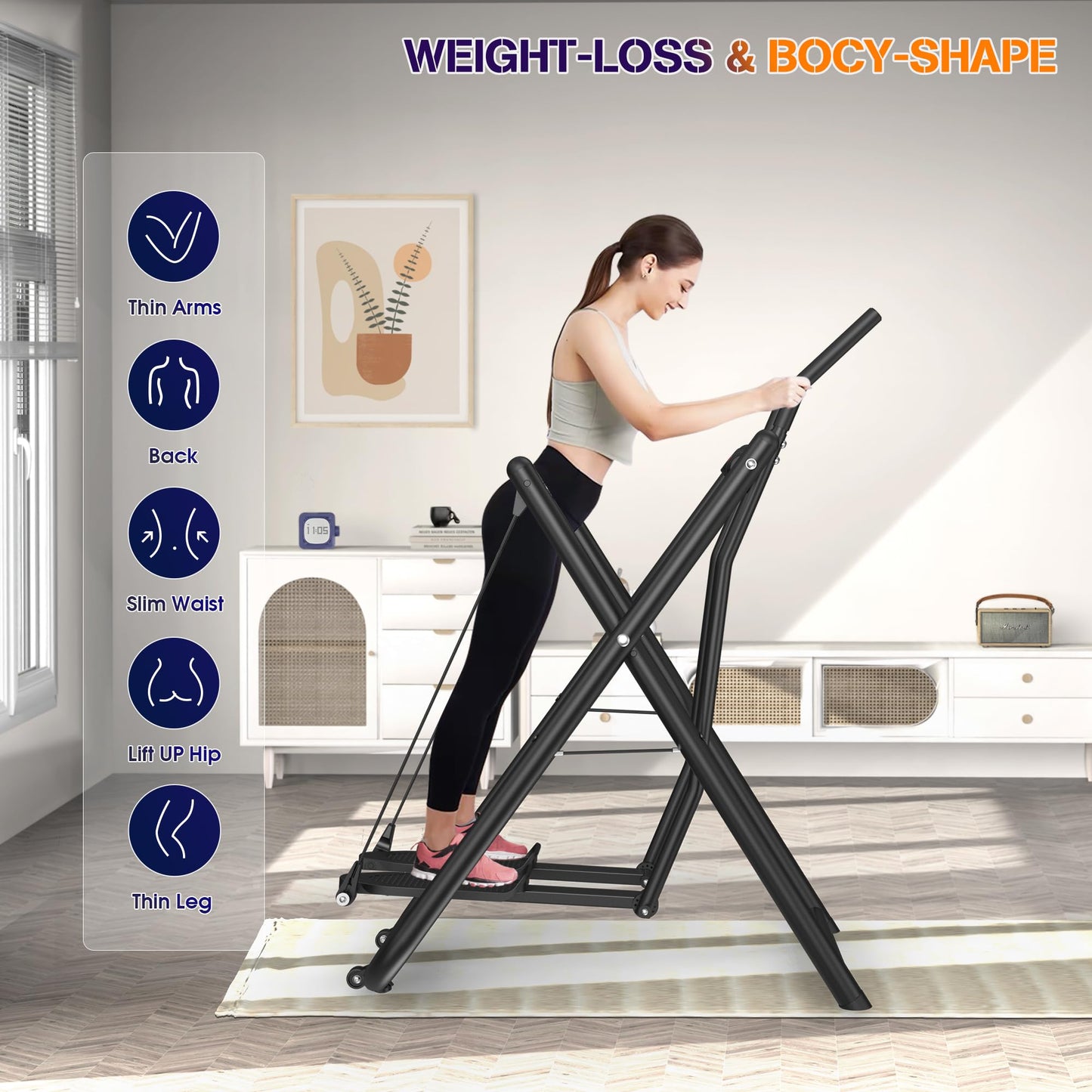 FovemiG Air Walk Elliptical Glider Machine,Ellipse Machine for Home Cross-Training Arm/Leg Cardio Workout Equipment,Fully Assembled Low-Impact Design for Home Gym,600LBS Loading Capacity-New Version