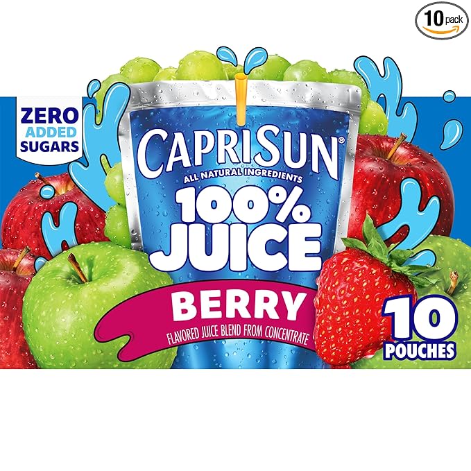 Capri Sun 100% Berry Juice Ready-to-Drink Juice (10 Pouches)