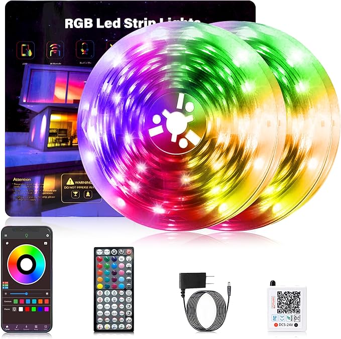 NBBUFF Led Lights for Bedroom, 200FT (2 Rolls of 100FT) RGB Led Strip Lights Sync with Music, Smart App Controlled Strip L...